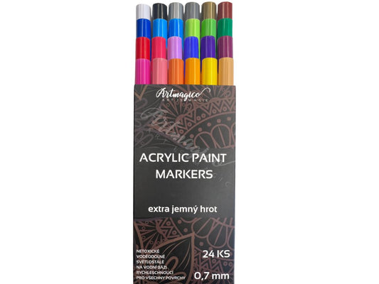Akrylový popisovač s Extra jemným hrotem (0,7 mm) 24 ks